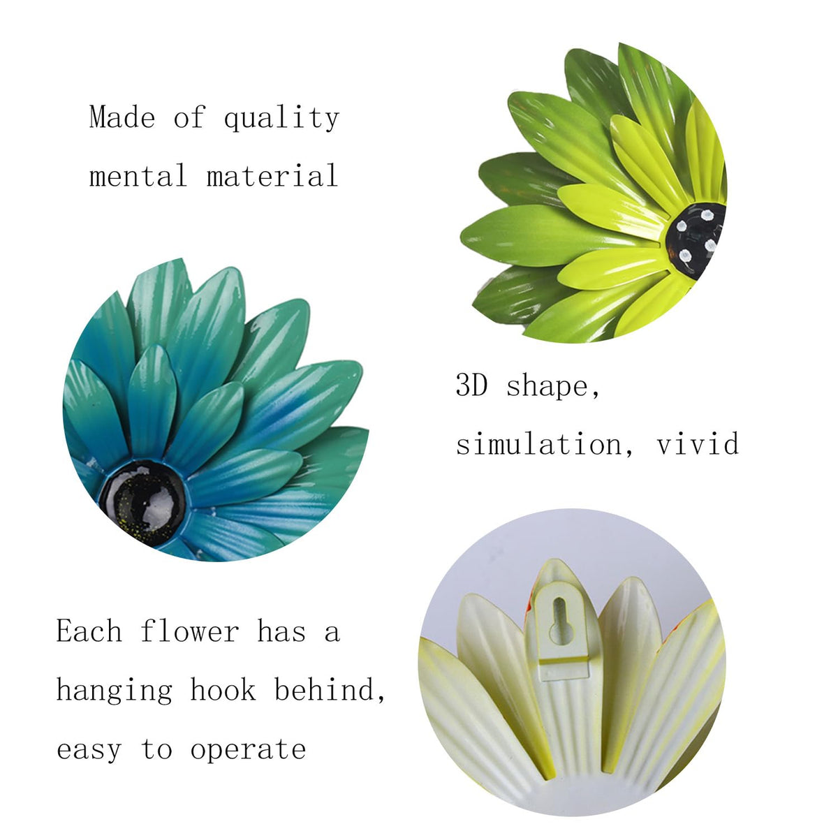 MEJENYY handmade metal sunflower decor, rust and fade resistant for outdoor use.