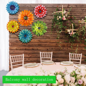 MEJENYY wall hanging sunflower decor, eye-catching 8 inch metal flower for yard.