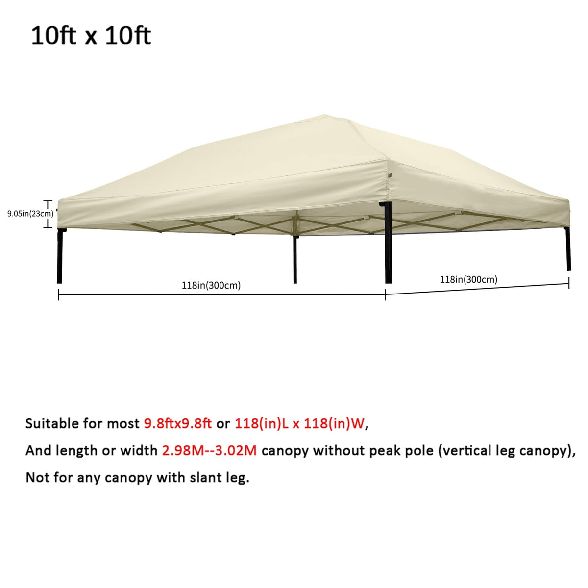 Mejreiik durable replacement top for straight-leg frames, fits 118x118 inches.