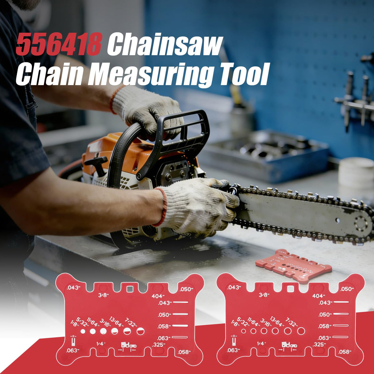 MEKILYN 556418 tool shows bar groove width quickly for maintenance.
