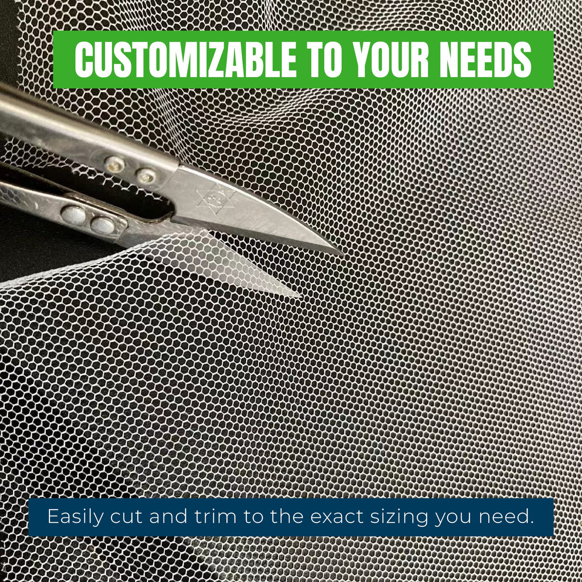 MEKKAPRO 100 square feet of netting covering multiple garden beds