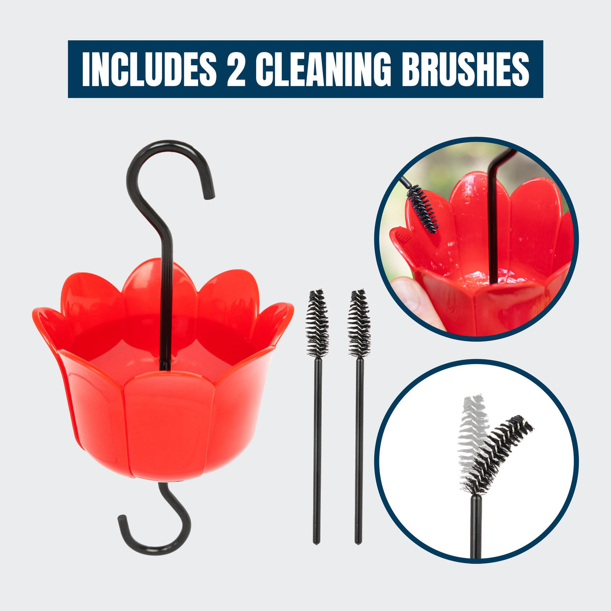 MEKKAPRO ant moat on a feeder with brushes enabling easy cleaning.