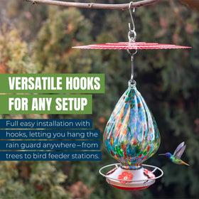 MEKKAPRO hummingbird feeder shade cover offers weather protection and visual appeal.