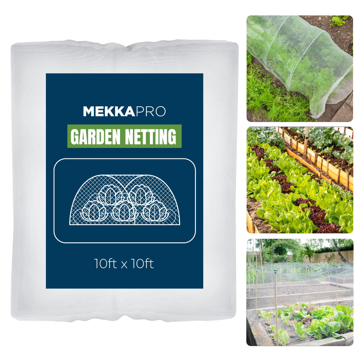 MEKKAPRO large garden netting over beds acting as a pest barrier and shield