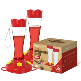 MEKKAPRO hummingbird feeder, red glass, backyard-ready design.