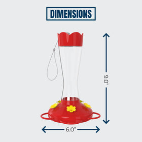MEKKAPRO hummingbird feeder, red glass, top-fill, quick refills.