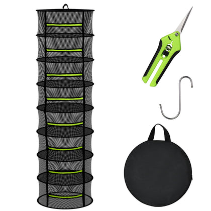 MEKOLIFE 8-layer hanging rack front view showing spacious herb drying area