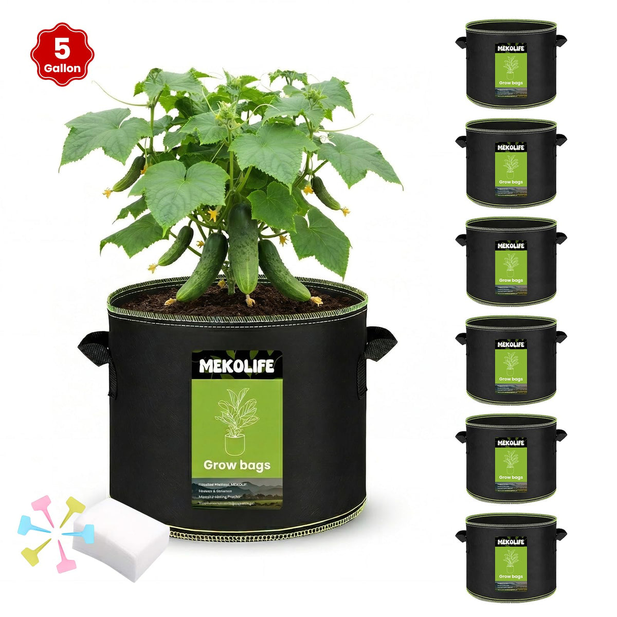 MEKOLIFE grow bag double handles allow easy movement to sun or shade.