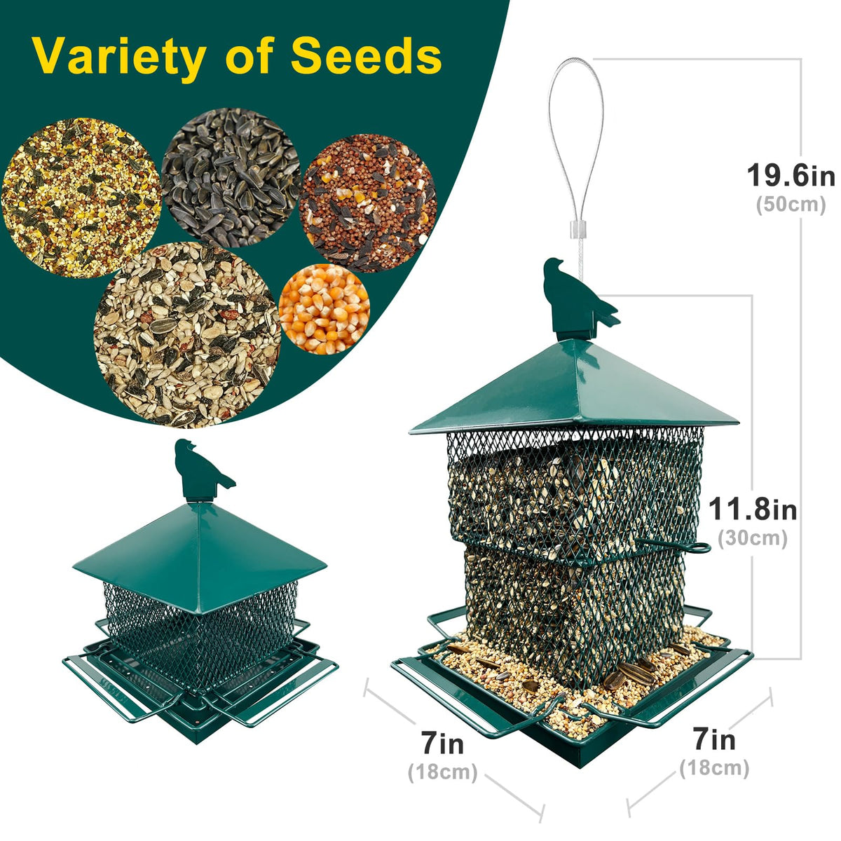 Meleave bird feeder with 360-degree feeding tray for all-around access.