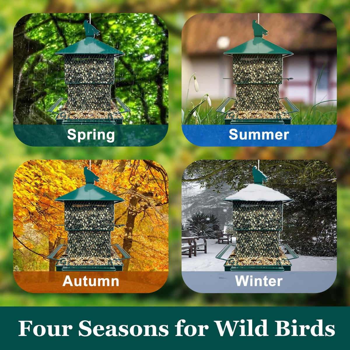 Meleave chew-resistant metal feeder withstands weather and strong beaks.