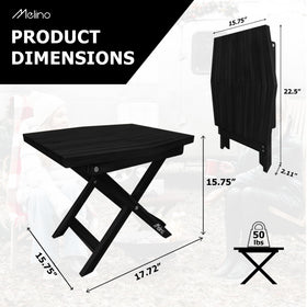 Melino wooden folding outdoor side table open top view with slatted surface