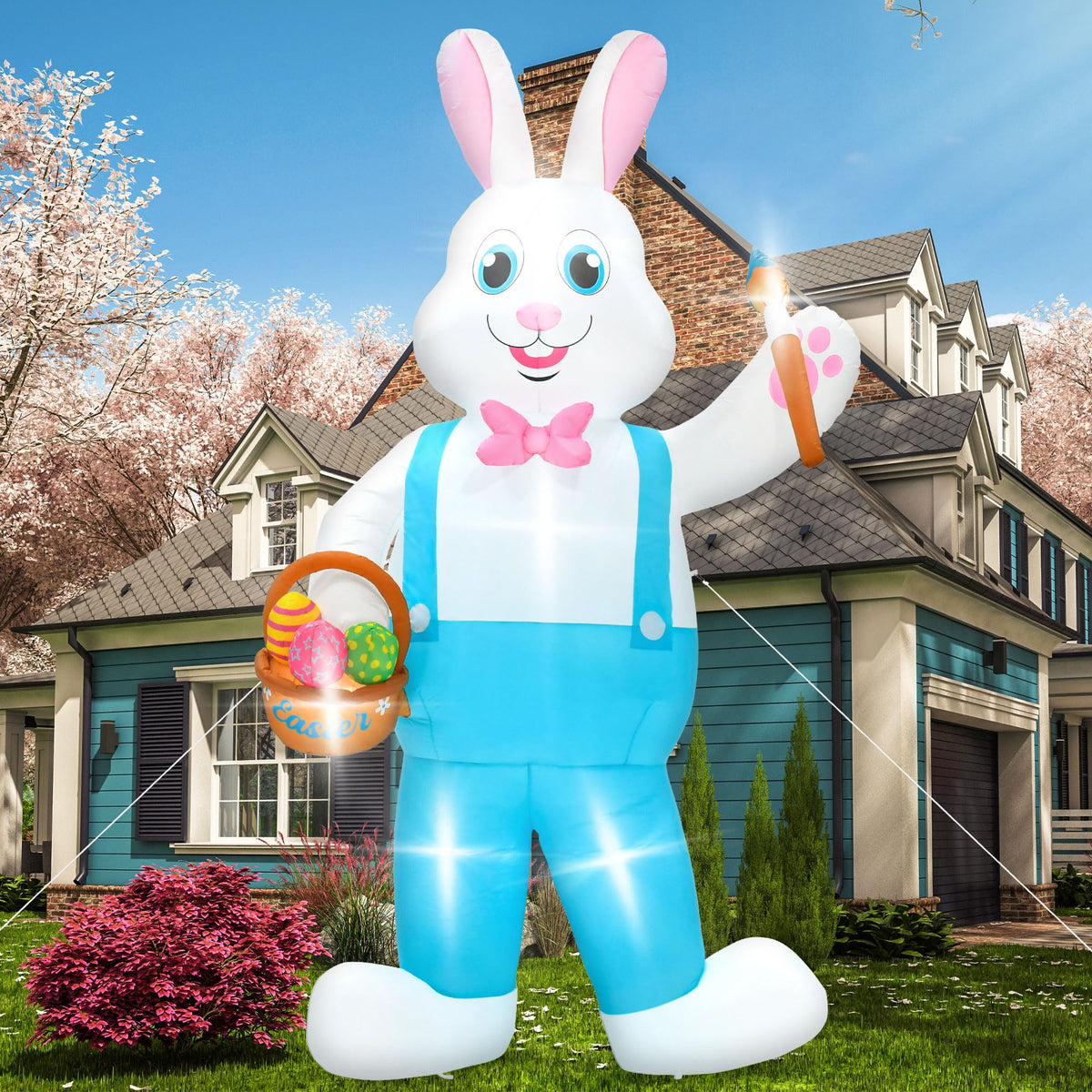 Melisheer 12FT Easter Bunny inflatable towers in yard for standout spring decor