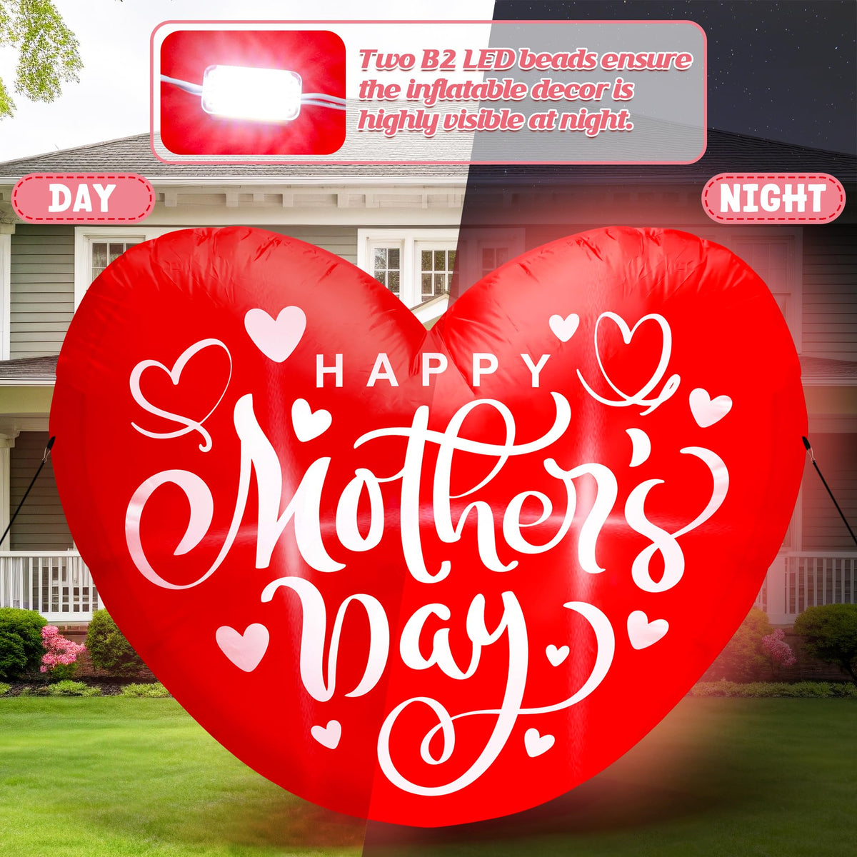 Melisheer 5ft heart inflatable in garden for visual impact