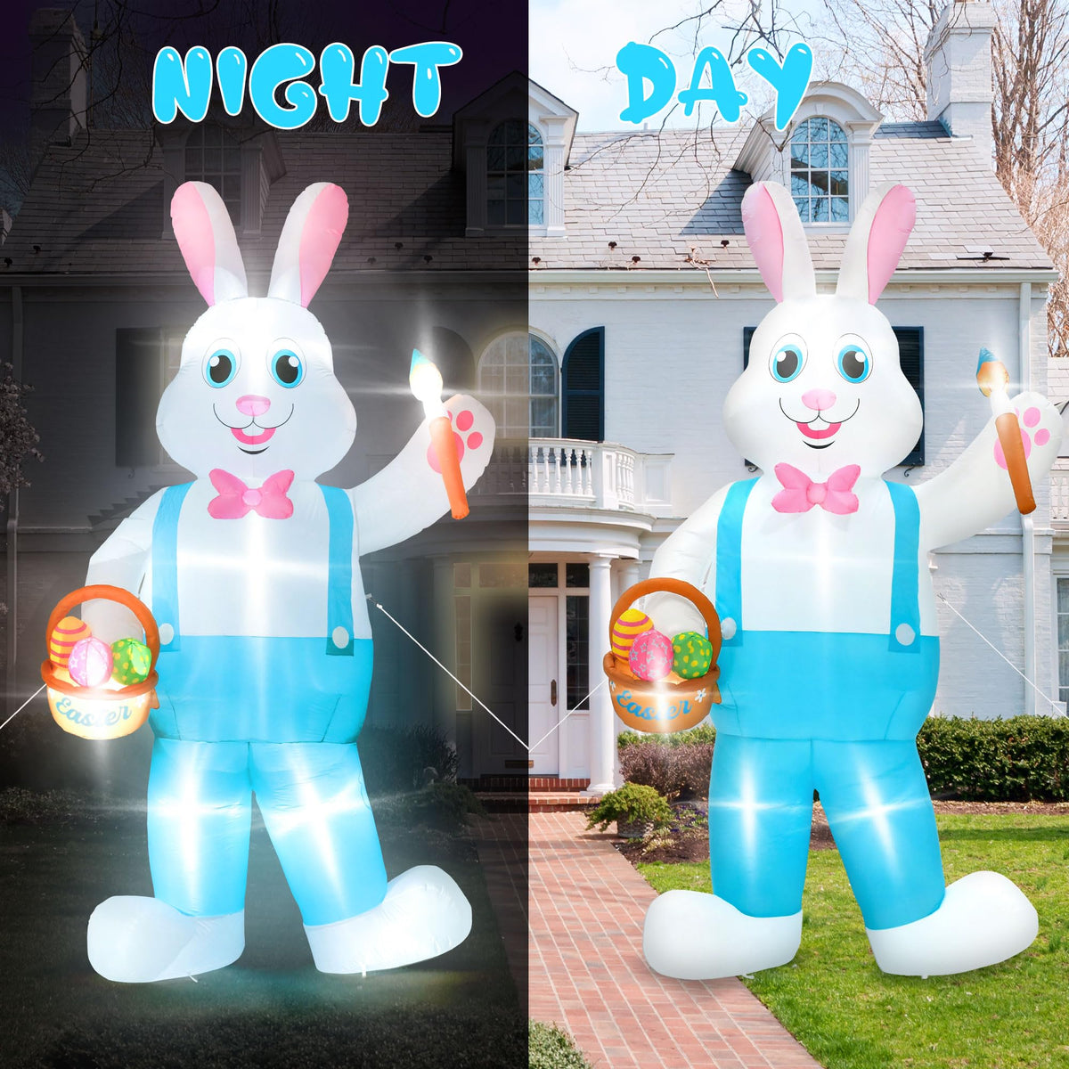 Melisheer Easter bunny with paintbrush showcases festive creativity in outdoor spaces
