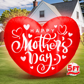 Melisheer 5ft Mother's Day heart inflatable for festive outdoor decor with glow