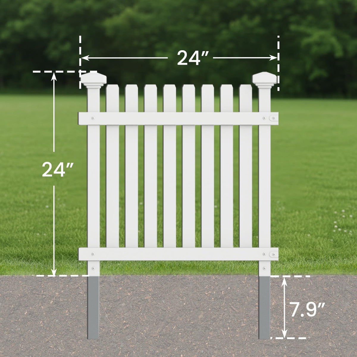 MELLCOM No Dig Garden Fence weatherproof white finish withstands rain and sun.