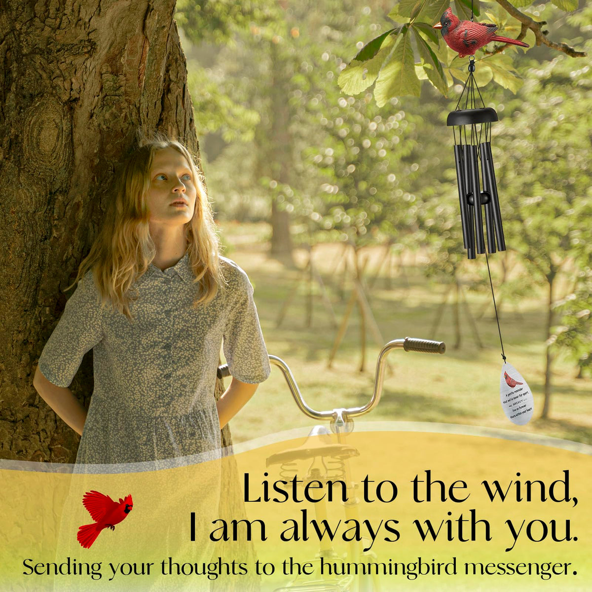 Precisely tuned Melmlond wind chimes offer calming chimes with the wind.