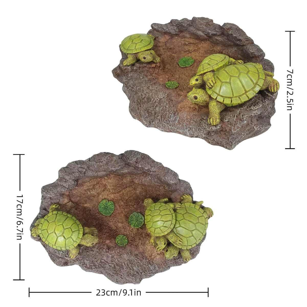 Melnixia turtle concrete ornament provides sturdy decorative drainage solution.