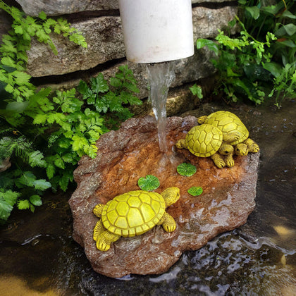 Melnixia turtle downspout splash block diverts water and shields foundations.