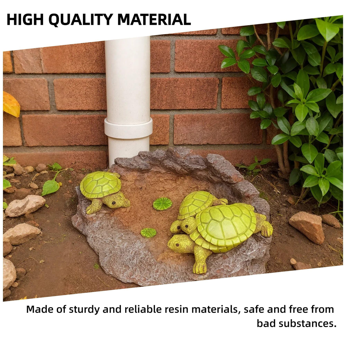 Melnixia turtle garden rock decor blends with the yard while adding function.