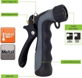 Melnor 465C industrial nozzle metal core detail emphasizes durability and long service life.