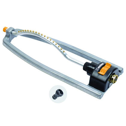 Melnor 65079-AMZ metal oscillating sprinkler front view for even lawn irrigation