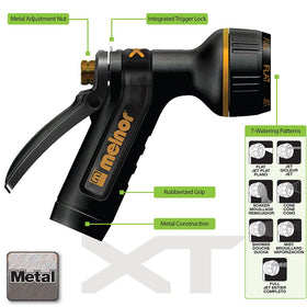 Melnor 65143AMZ nozzle offers 7 patterns for gentle to strong flows.