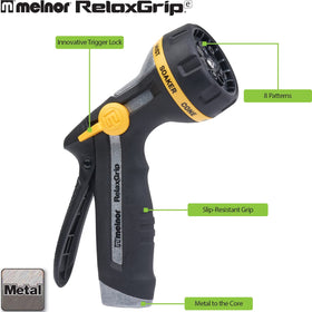 8-pattern dial offers gentle mist to strong jet for plant and patio care.
