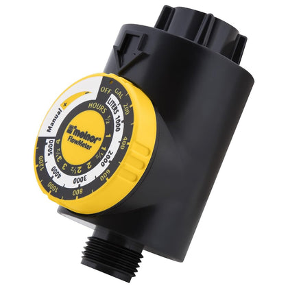 Melnor Flowmeter Water Timer main view showing dial and hose connection for precise irrigation