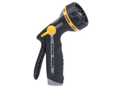 Melnor RelaxGrip nozzle with 8-pattern head for versatile watering.
