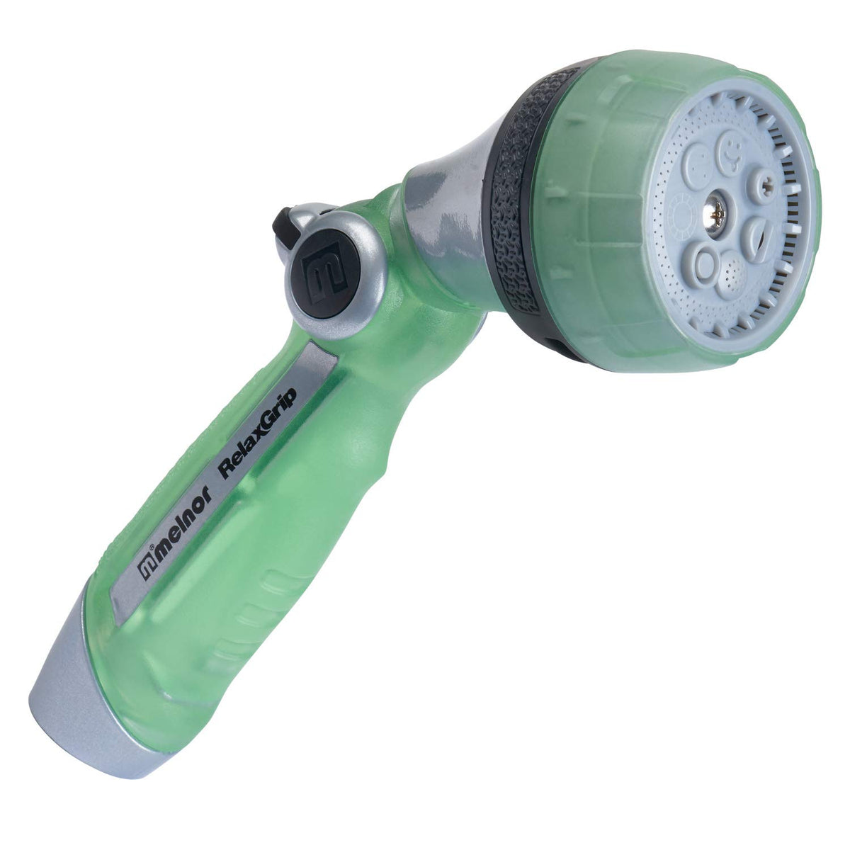 Melnor RelaxGrip seven-pattern spray for delicate blooms to tough rinses.