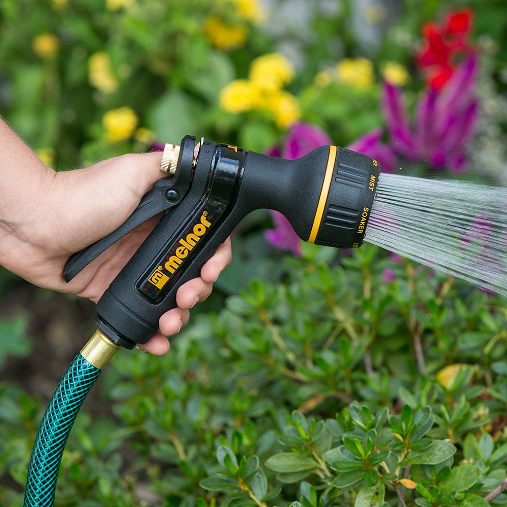 Melnor slip-resistant grip improves handling during irrigation tasks.