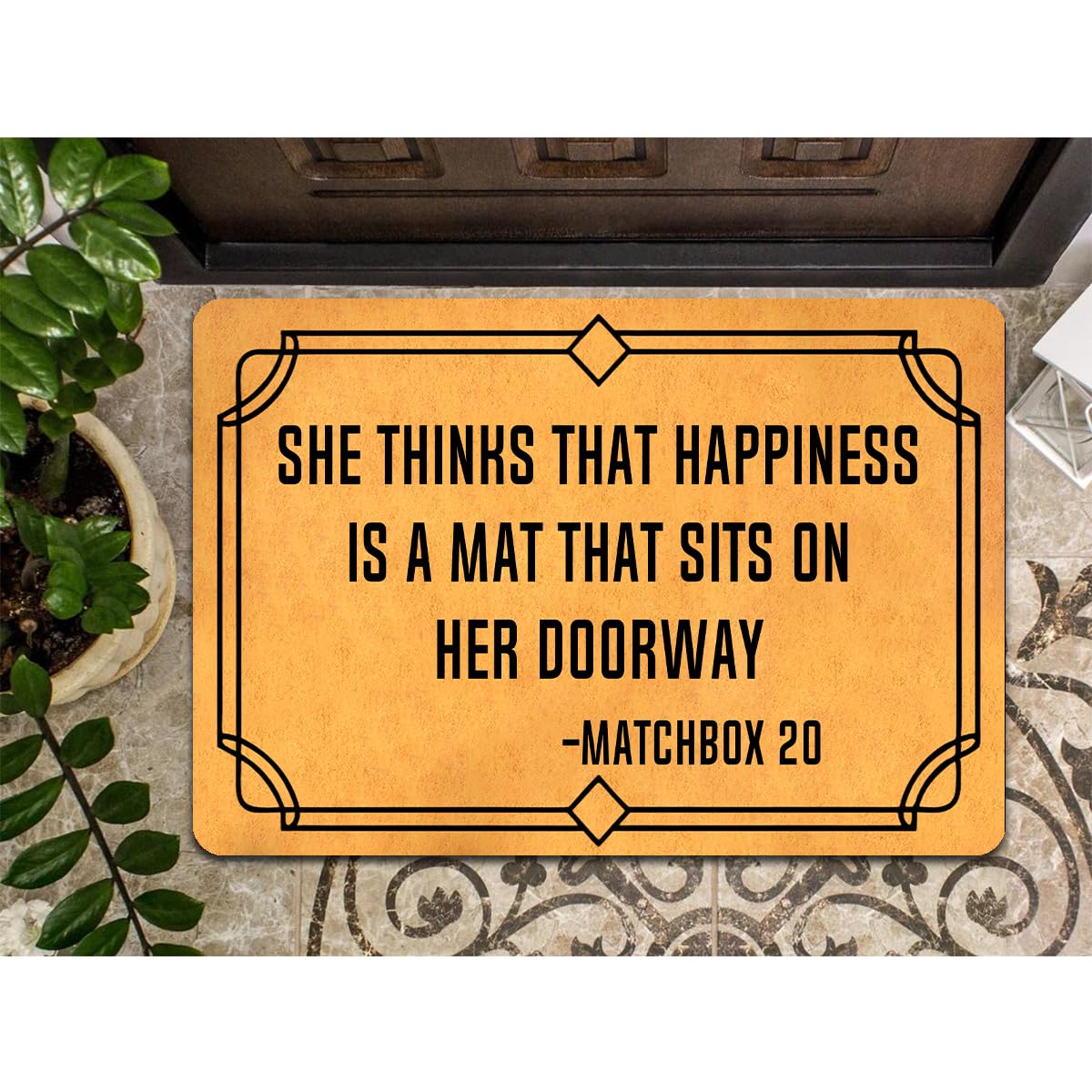 MELODADDY doormat with non-woven top showcases playful design.