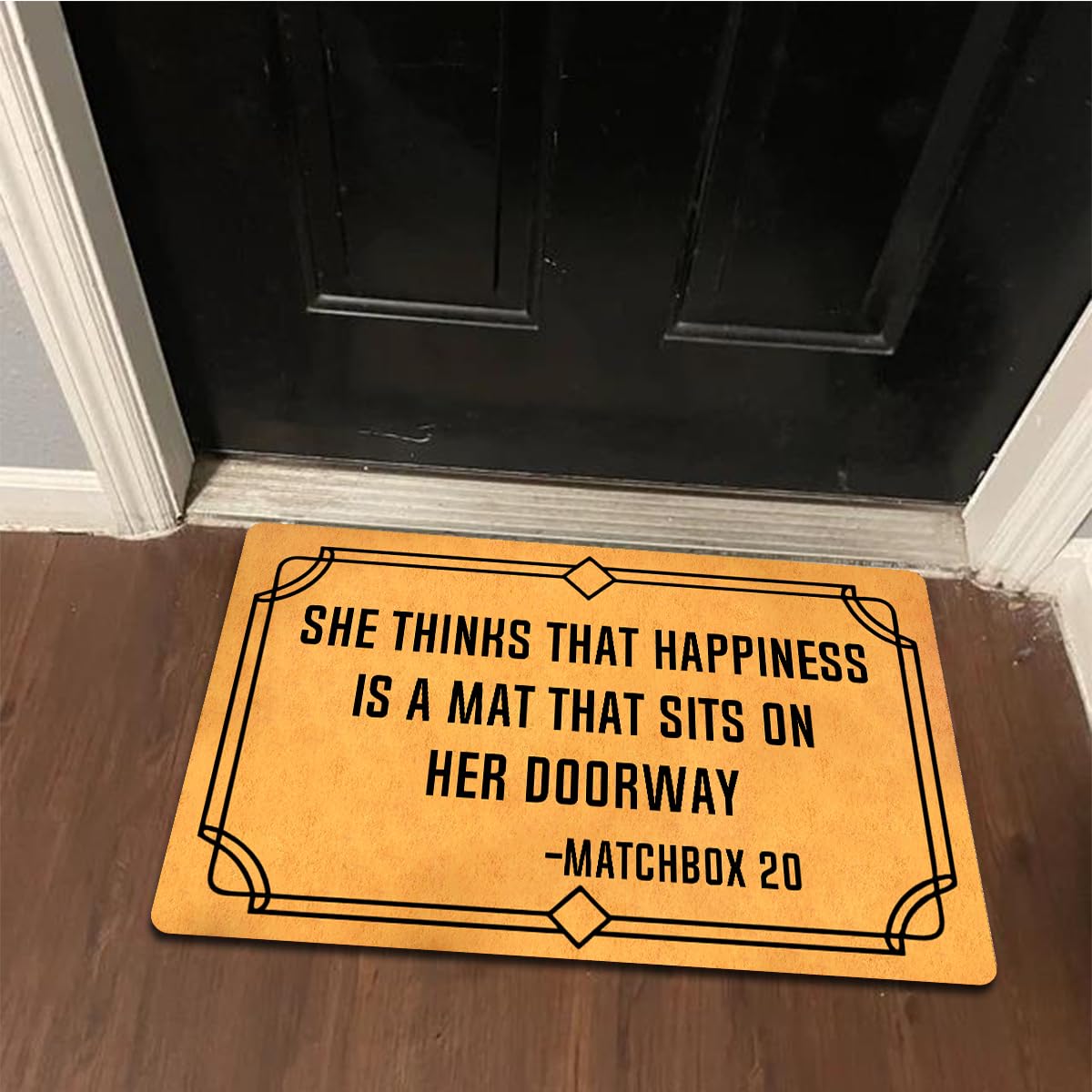 MELODADDY welcome mat with non-slip rubber back protects floors.