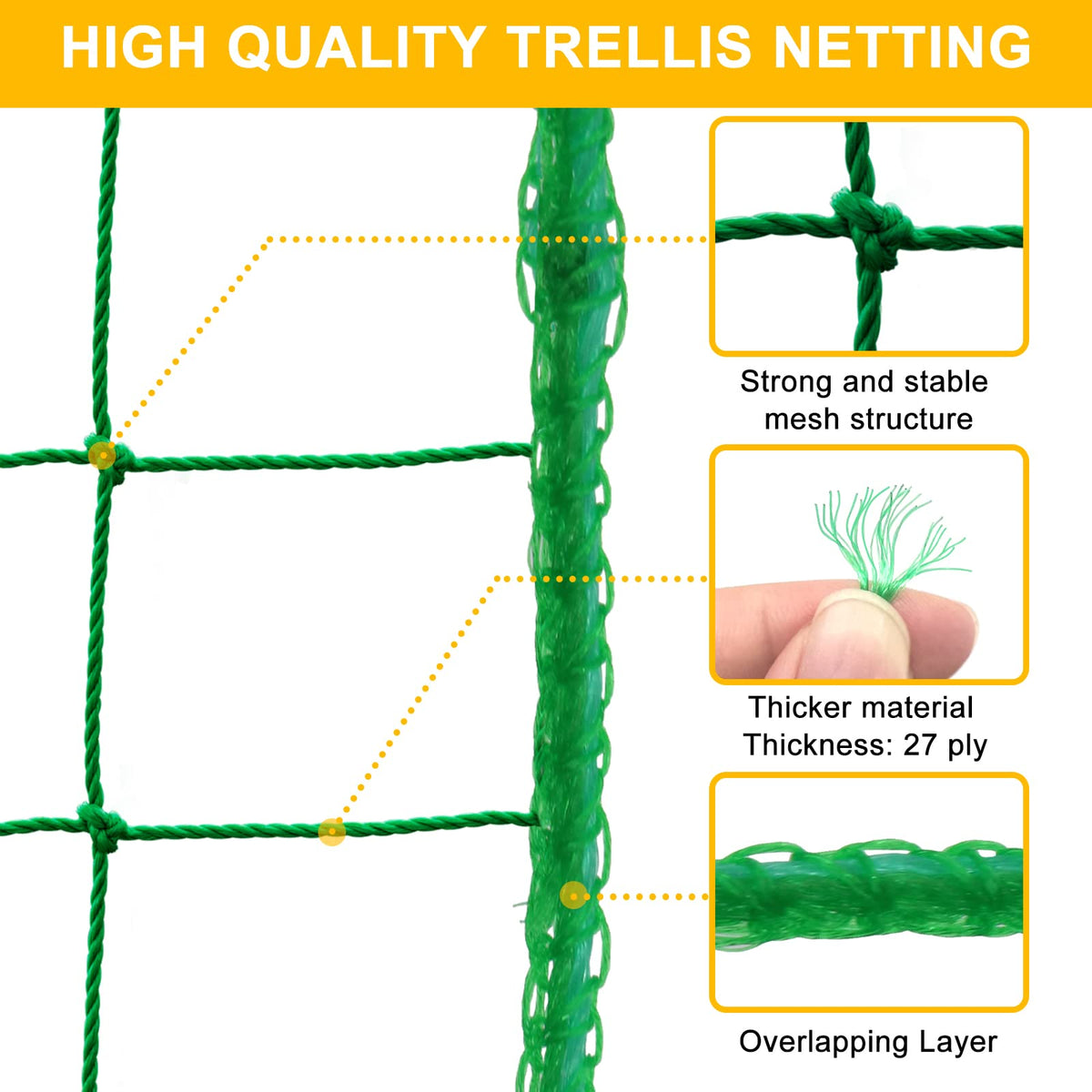MELOHO trellis netting keeps grapes off the ground, promoting even sun exposure.