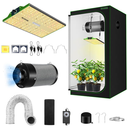 MELONFARM grow tent setup inside a compact 24x24x48-inch enclosure showing stability and space