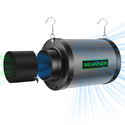 MelonFarm 4-inch carbon filter exterior for odor control in grow tents.