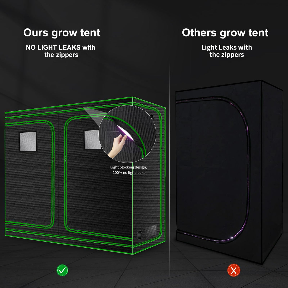 MELONFARM 4x8 grow tent observation window allows quick plant status checks.