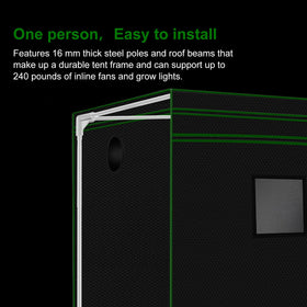 MELONFARM 4x8 grow tent tool-free assembly enables quick setup.