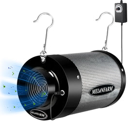 MELONFARM air carbon filter 4in with built-in fan improves odor control in grow tents.