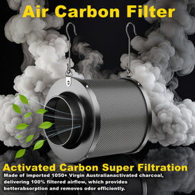 MELONFARM 12-inch carbon filter provides strong odor absorption for hydroponics.