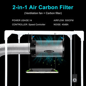 MELONFARM carbon filter 4in showcases high absorption for odor control.