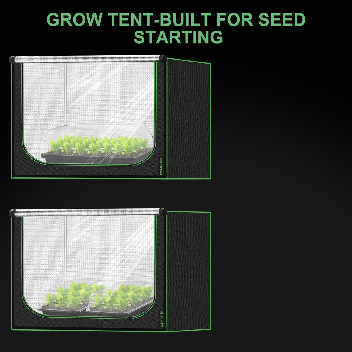 MelonFarm grow tent 2100D canvas adds durability and odor containment.