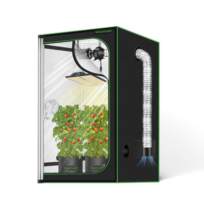 MelonFarm grow tent front view showcases compact design for small spaces.