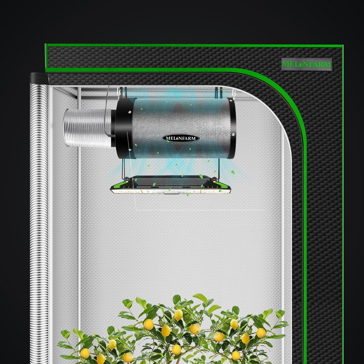 Compatibilidad con ductos inline y sistemas de grow tent para filtración.