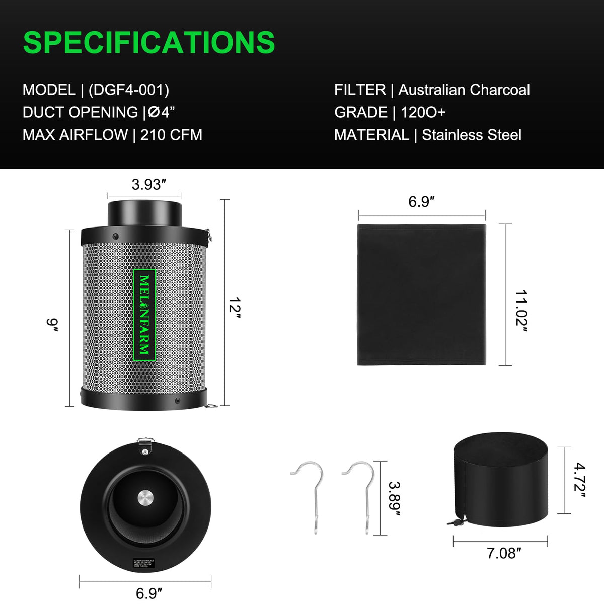 MelonFarm pre-filter included for immediate air purification.