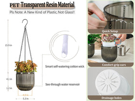 Melphoe outdoor-indoor planter with chains shows durable hanging solution for sun and weather resistance.
