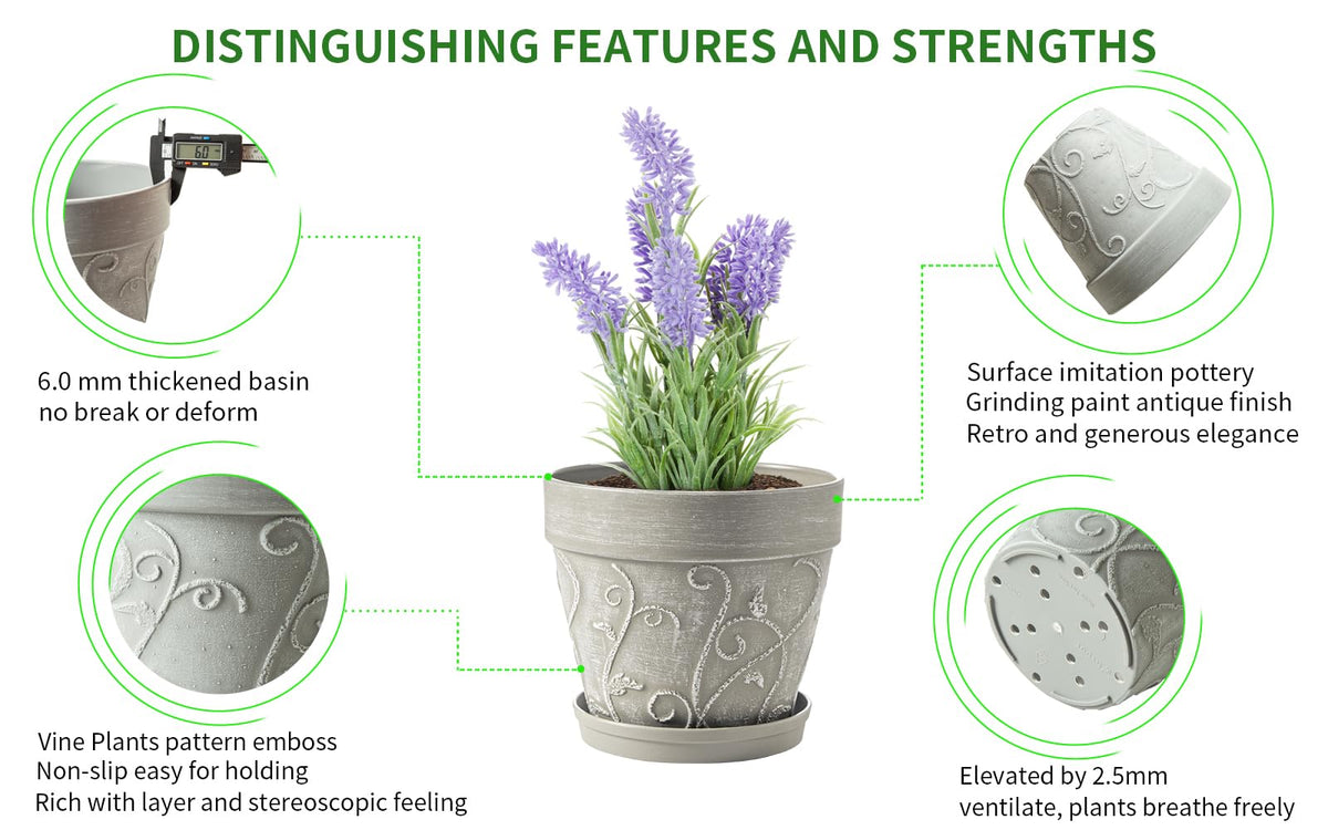 Melphoe 7-inch pot with 6mm thick walls for durability.