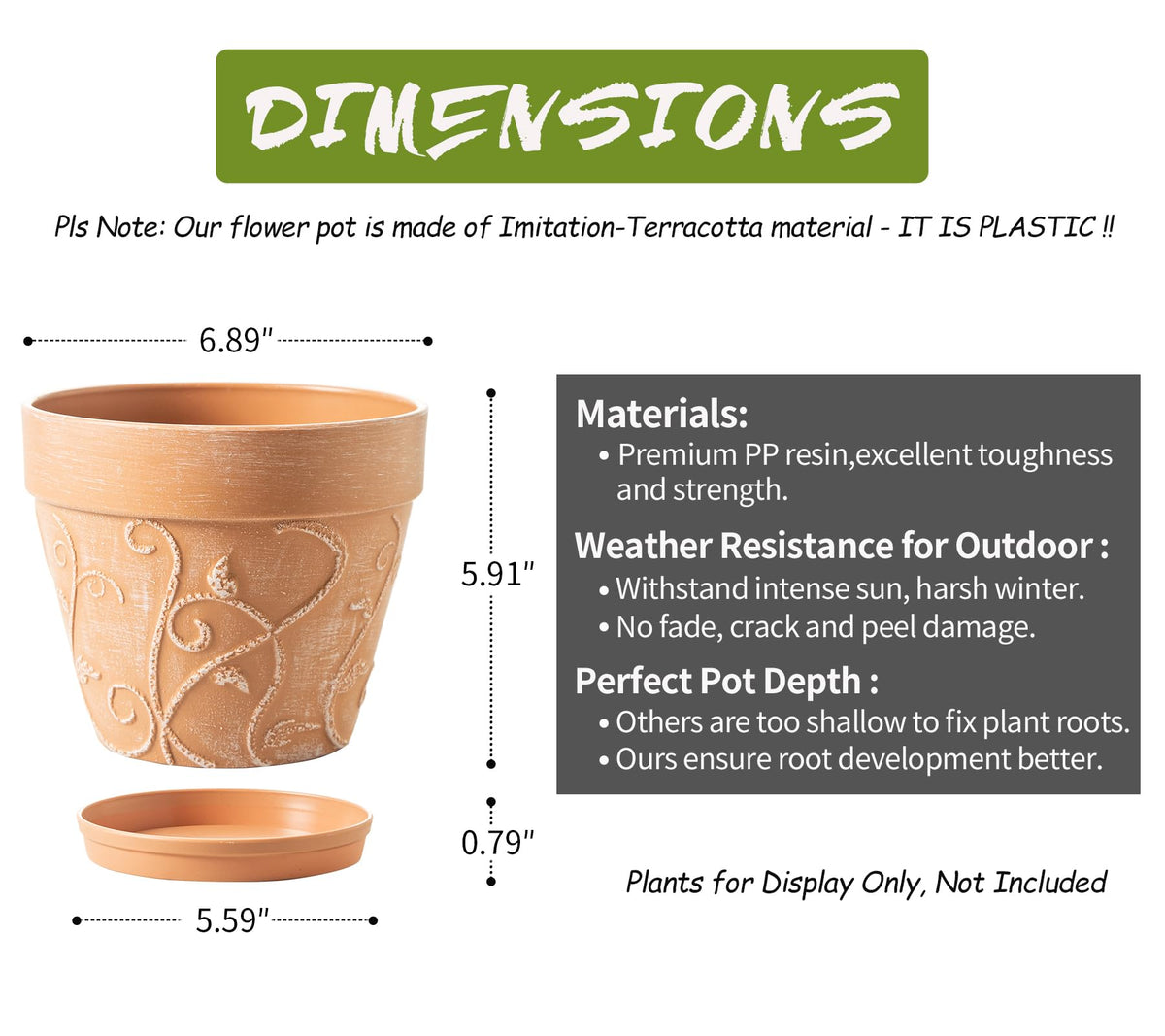 Imitation terracotta surface on Melphoe pot enhances warm, natural aesthetics.