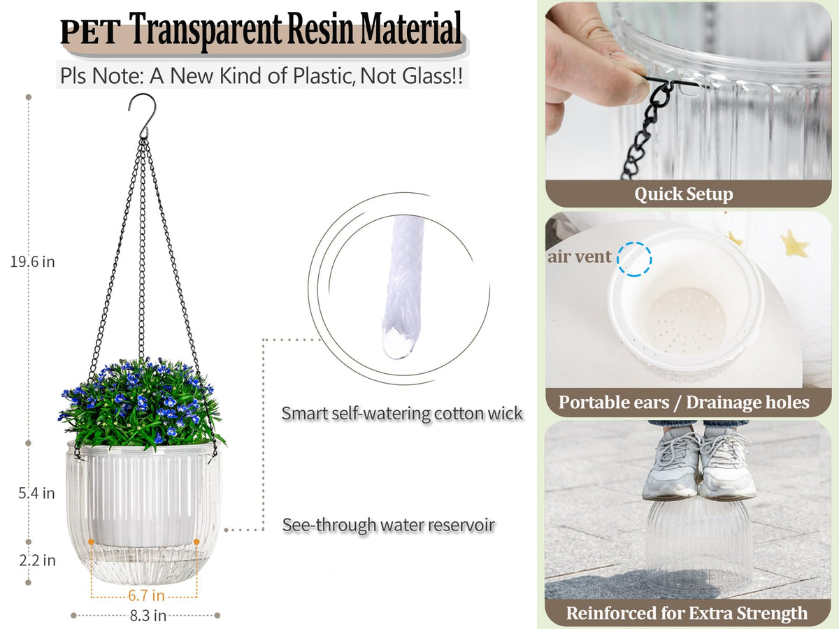Melphoe self-watering hanging planter indoor display on kitchen or living room.